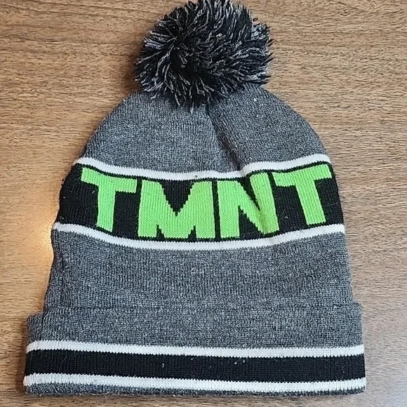 Boys Nickelodeon Teenage Mutant Ninja Turtle Beanie W/ Pom Pom, Grey - Picture 4 of 9